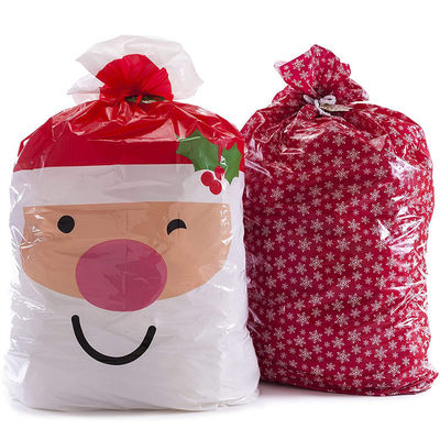 Сумки подарка рождества Эко дружелюбные большие пластиковые с белой печатью снежинки