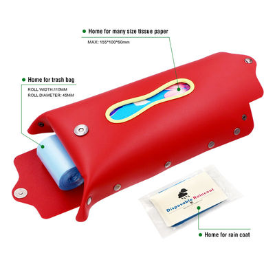 Красный держатель коробки ткани автомобиля Debossed 100mm используя кожу замши